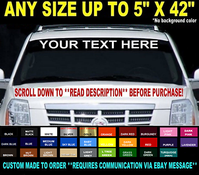 Custom Windshield Text Lettering 5" X 42" Vinyl Decal Sticker Business Boat Sign