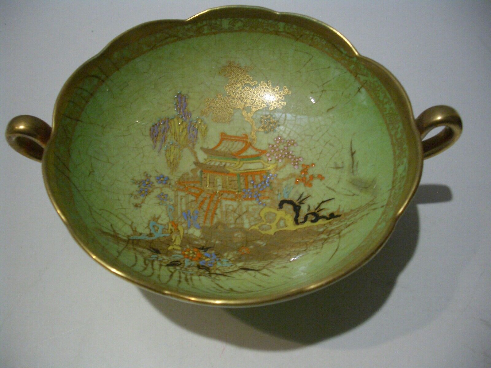 Antique Carlton Ware  Handled Bowl With Chinese Scene Numbered England
