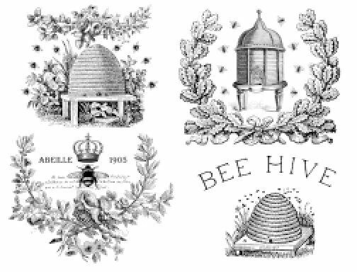 Vintage Bee Hive Honey Bees Labels Furniture Transfers Waterslide Decals Mis619
