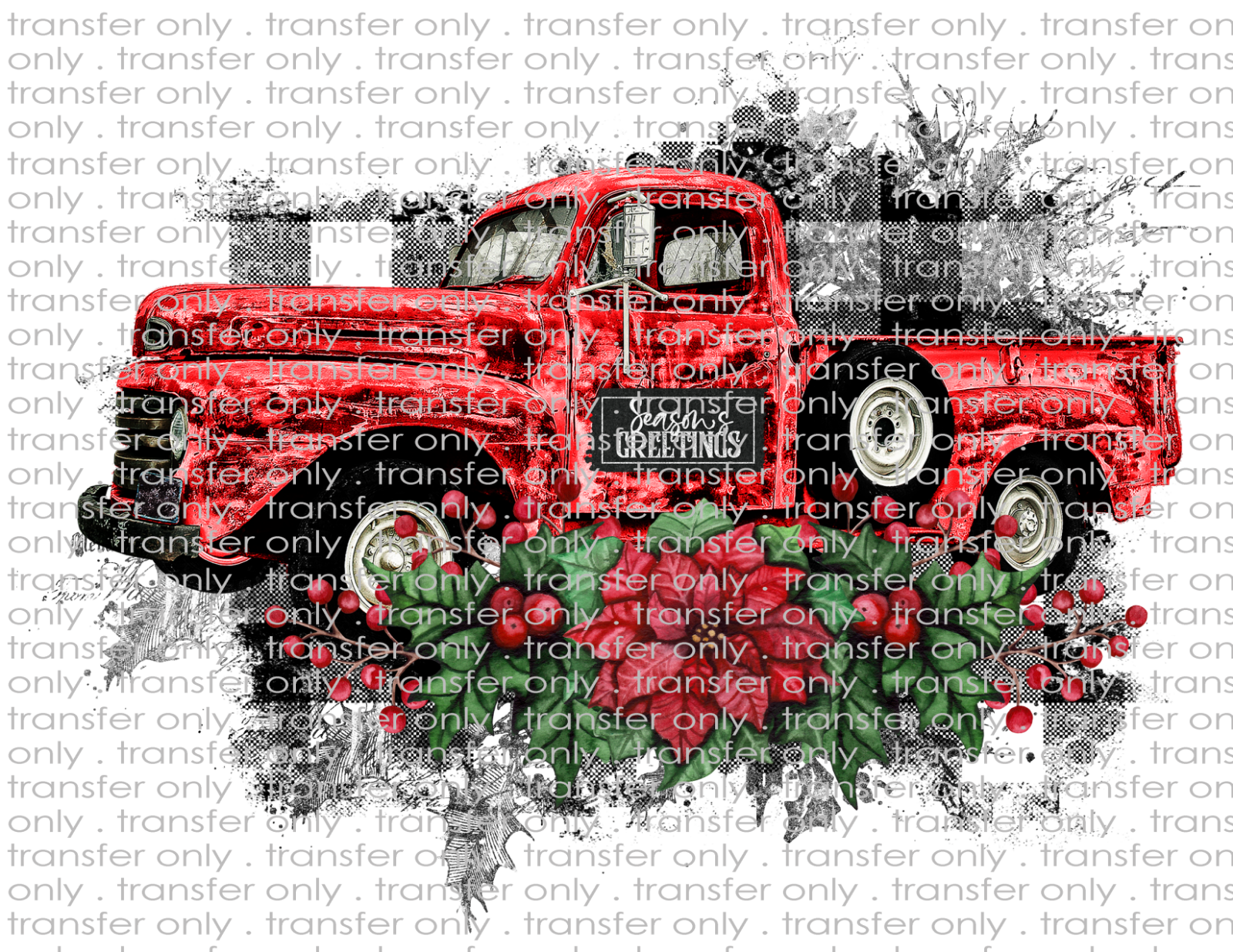 Christmas Old Red Vintage Truck - Waterslide Decals for Tumblers & Furniture