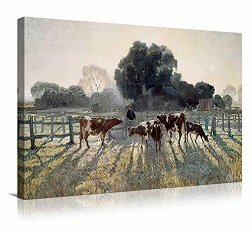 Cow Wall Art Prints Rustic Funny 12x18 Inch Landscape Cattle In Uncle's Farm