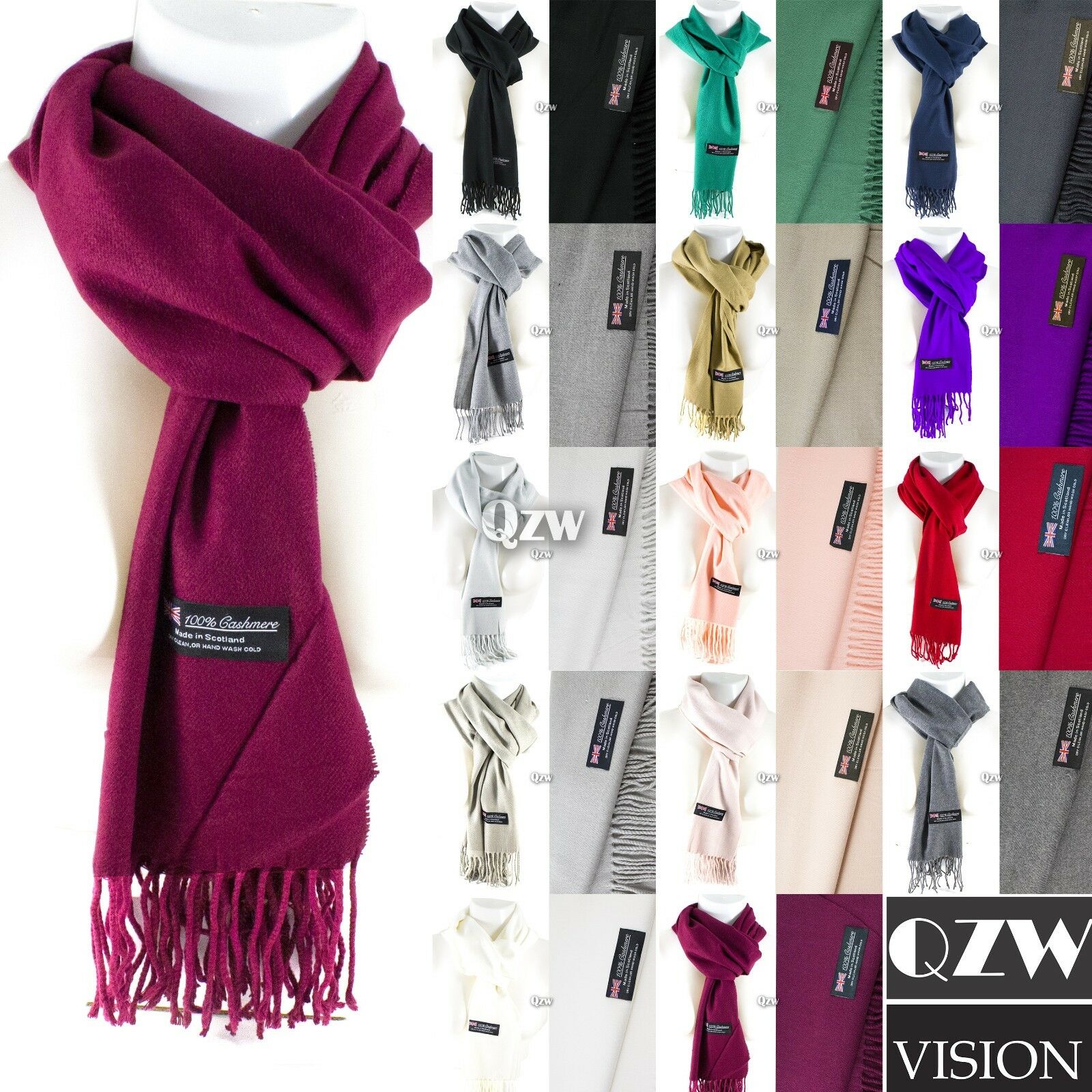 Womens Men 100% Cashmere Winter Warm Soft Scarf Scotland Made Scarves Wrap Wool