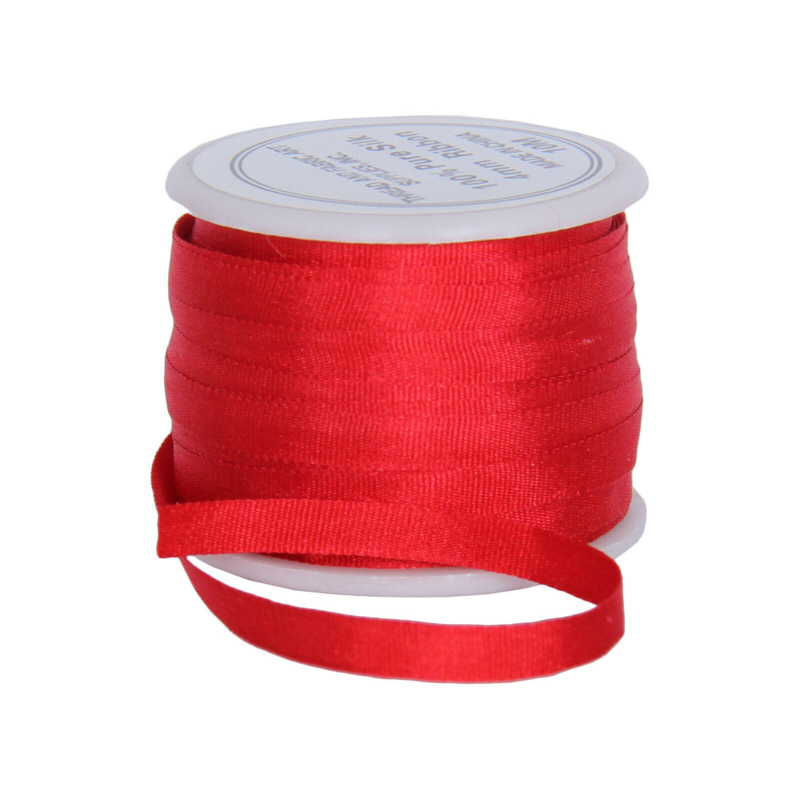 Threadart 100% Pure Silk Ribbon - 4mm Red - No. 539- 3 Sizes - 50 Colors Availab