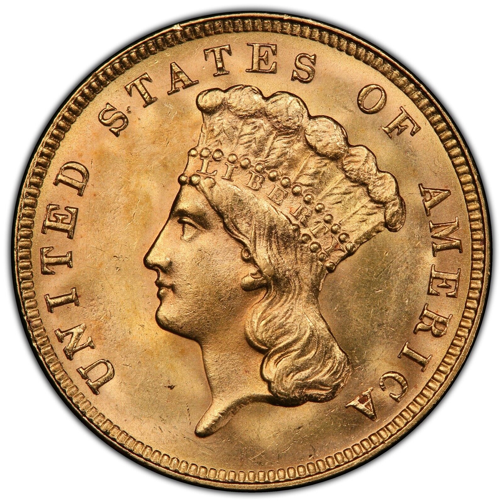1888 $3 Indian Princess Three Dollar Pcgs Ms64 Cac