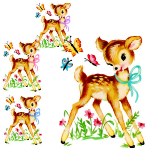 Vintage Image Shabby Nursery Baby Deer Waterslide Decals AN826 U PIC