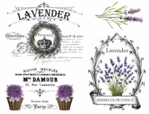 Vintage French Provence Lavender Furniture Transfers Waterslide Decals Mis595