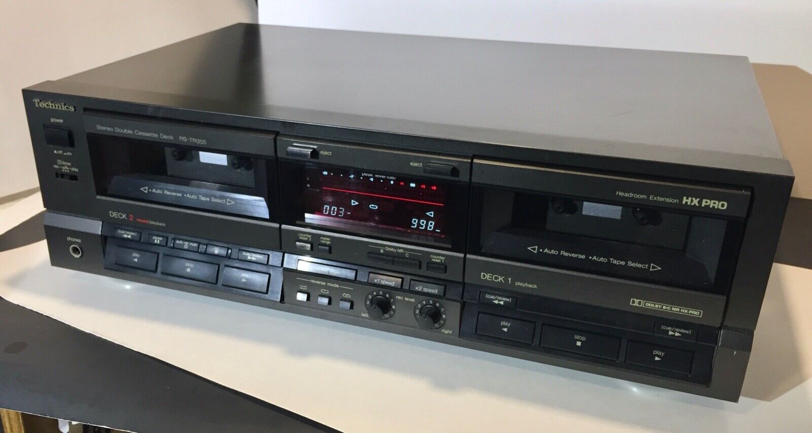 Technics Dual Tape Cassette Recorder Hx Pro Rs-tr355 Home Stereo Audio Tested
