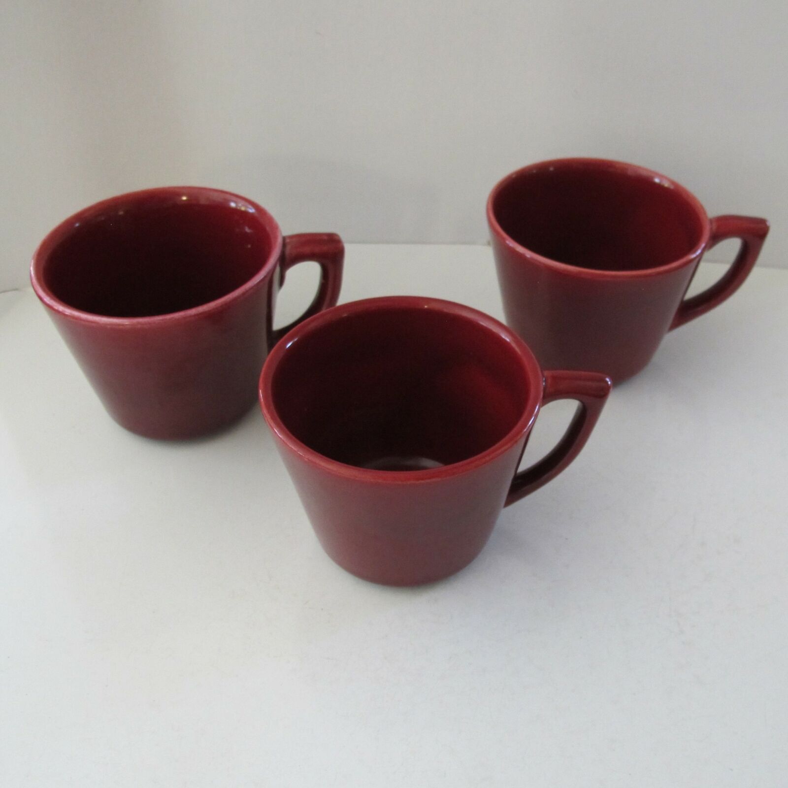 Lot Of 3 Vintage Bauer Coffee Cup Mug La Linda Al Fresco Monterey Red Burgundy