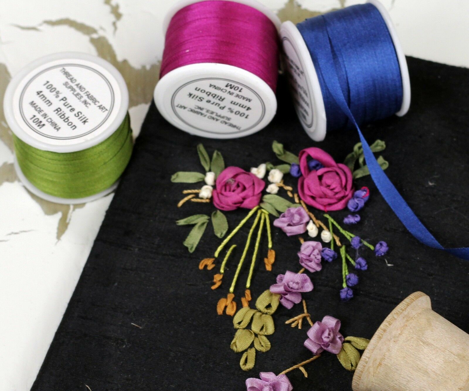 Pure Silk Ribbon 13mm -  Several Color Options - Threadart