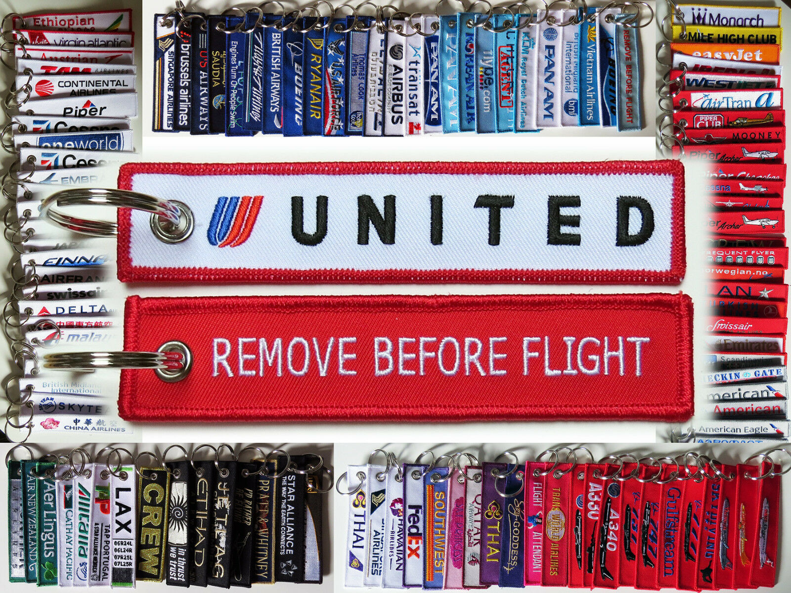 Keyring United Airlines - Tulip Logo - Remove Before Flight Tag Keychain