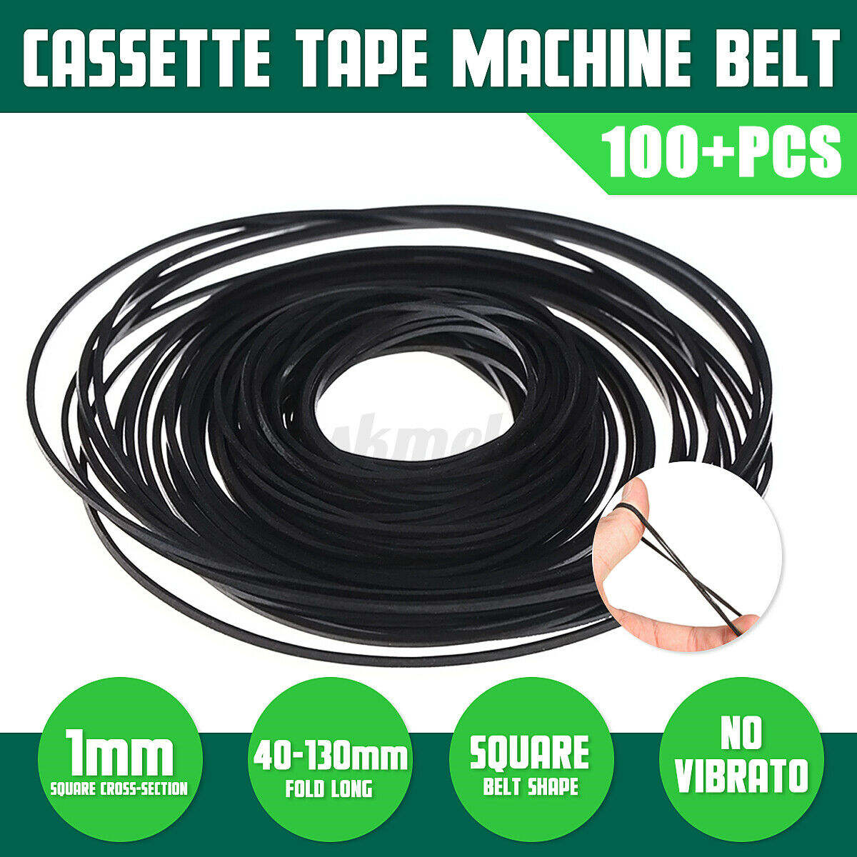 100PCS 40-130mm Mix Cassette Tape Machine Belt Assorted Common Universal USA