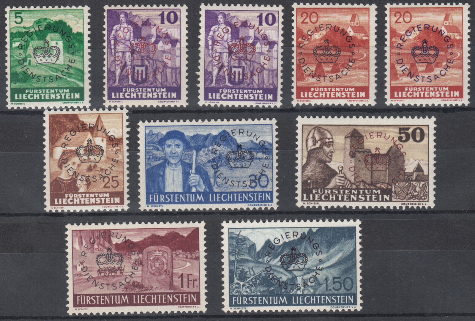 Liechtenstein - Yv. Service 20/27 - Year 1937/41 - Michel D MNH