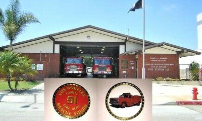 Beautiful LA County Station 51 fire fighter Rescue Squad Remembrance Coin w Case