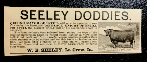 1900 Seeley Farm Cattle Advertising - La Crew - Iowa - Cow