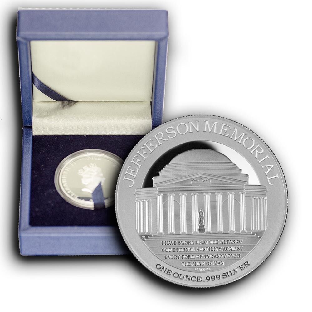 2015 Jefferson Memorial Monument NIUE 1 oz Proof Silver Coin With Box & COA