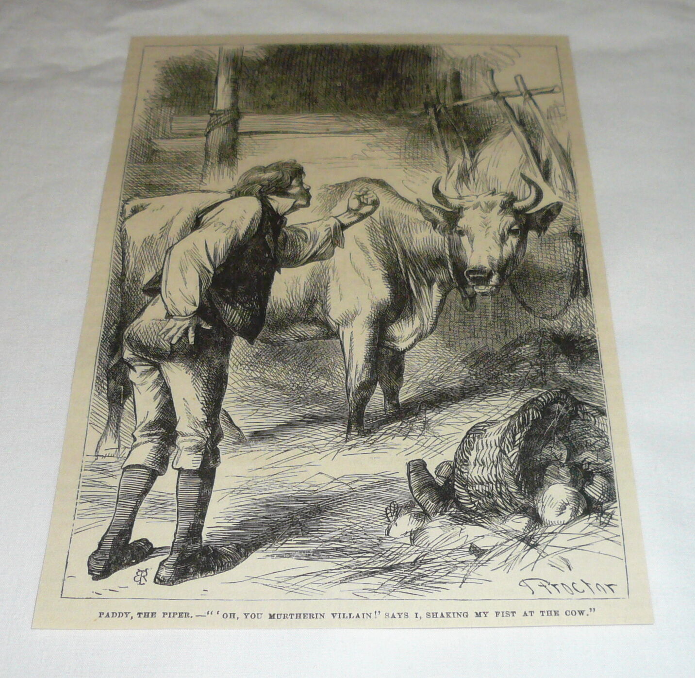 1878 Magazine Engraving ~ Farmer Cursing The Milk Cow