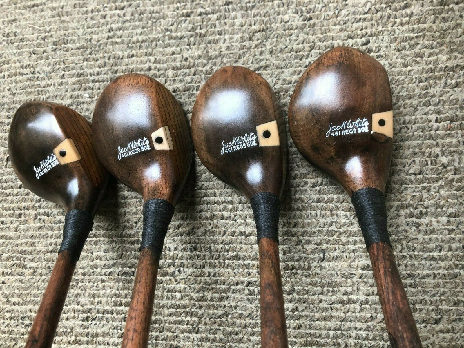 Wowwee!  Jack White Left Handed Set 1,2,3,4 Hickory Wood Shafted Golf Clubs