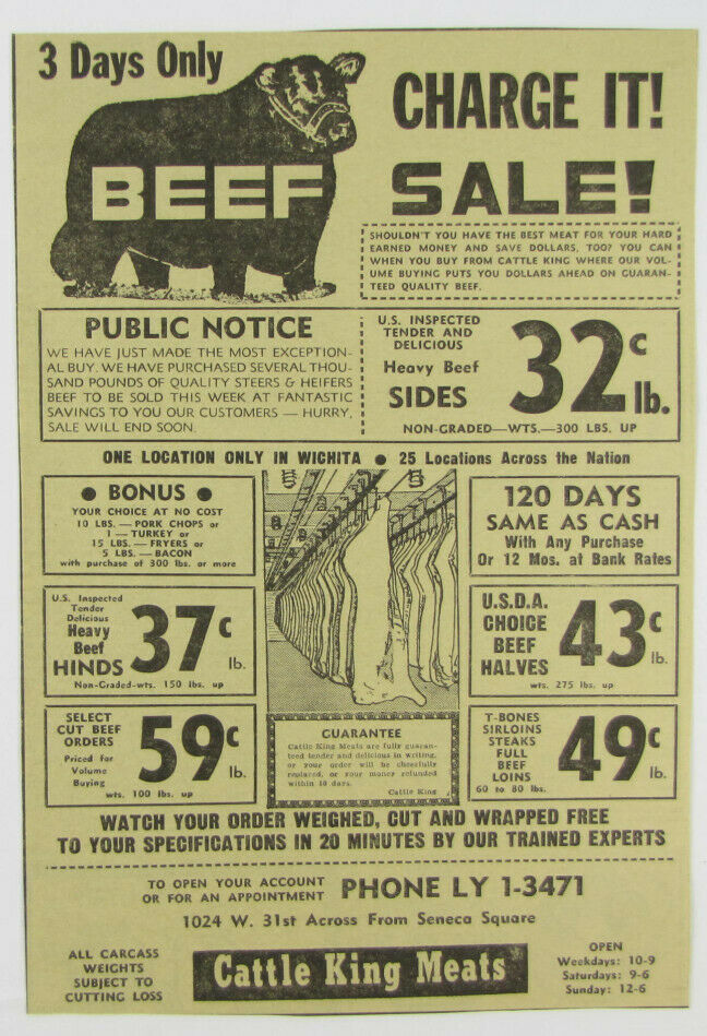 Vintage 1965 Cattle Cow Beef Meat Newspaper Print Ad