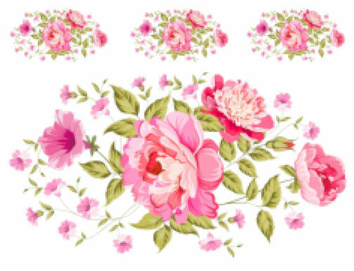 Shabby Pink Peony Floral Bouquet Swag Transfers Decoupage Waterslide Decal Fl531