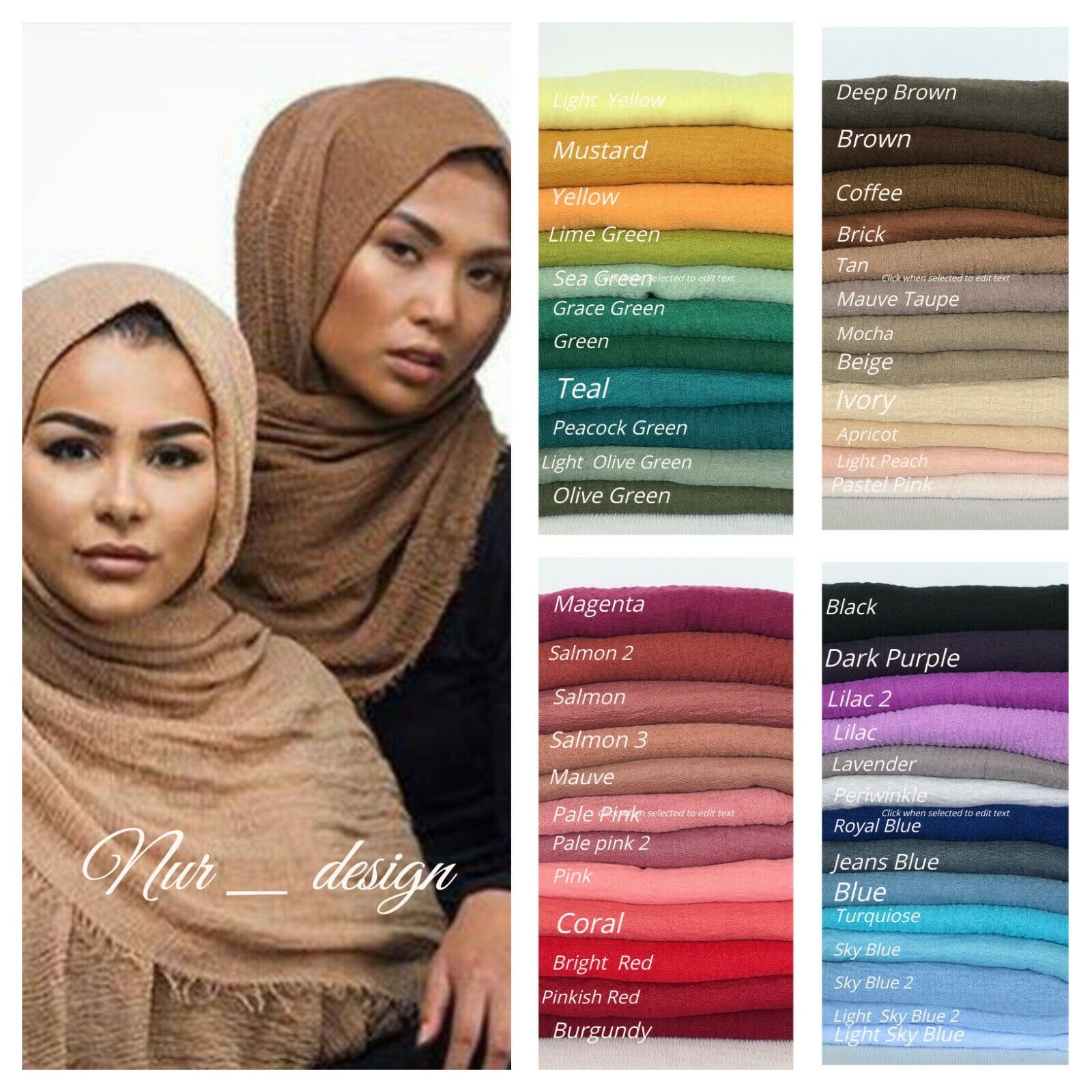 Premium Cotton Viscose Maxi Crinkle Muslim Hijab Scarf Wrap 180x100cm U.s.seller