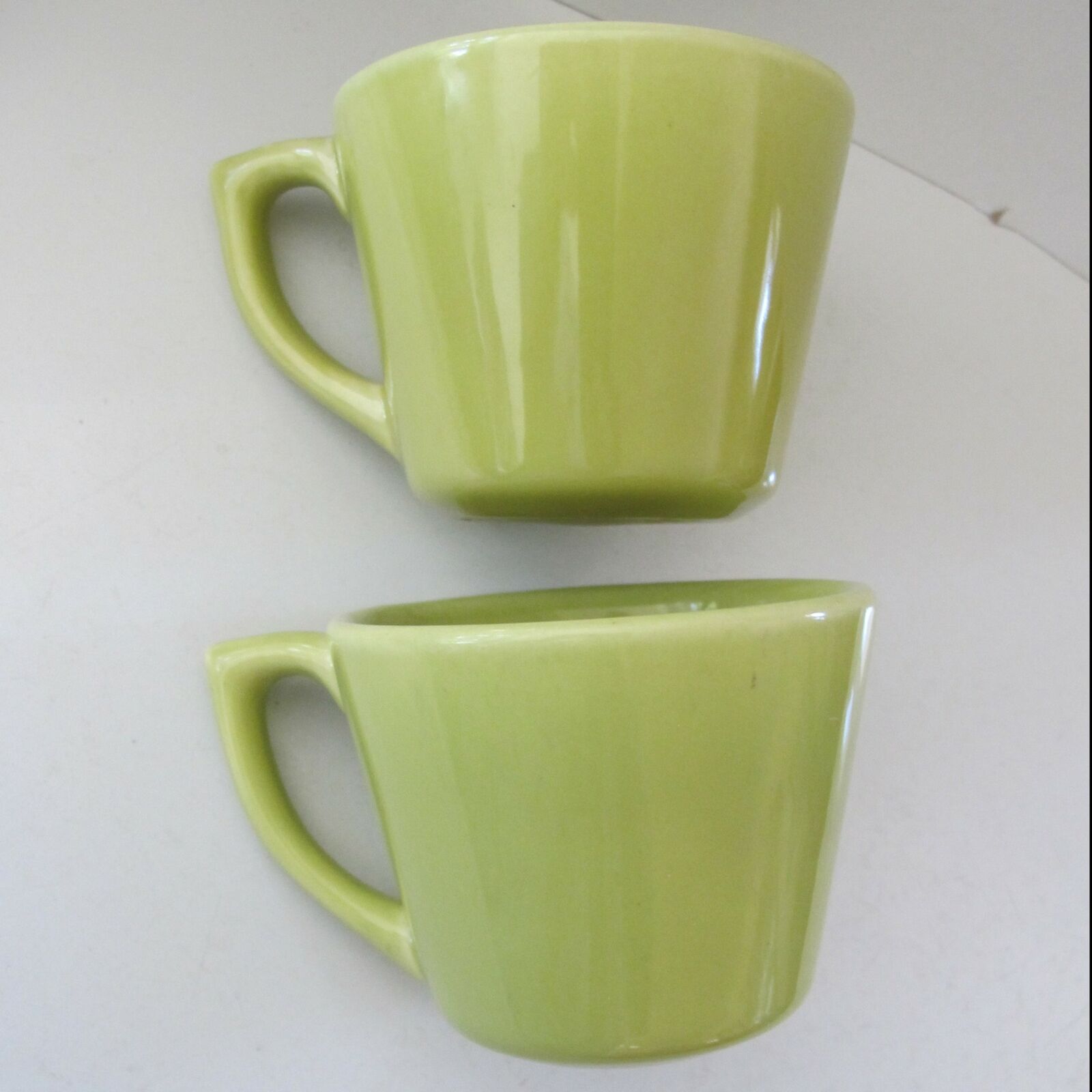 Lot 2 Vintage Bauer Coffee Cup Mug Al Fresco La Linda Chartreuse Yellow Green