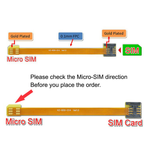 Chenyang Micro SIM Card to Nano SIM Kit Male to Female Extension Soft Flat Cable
