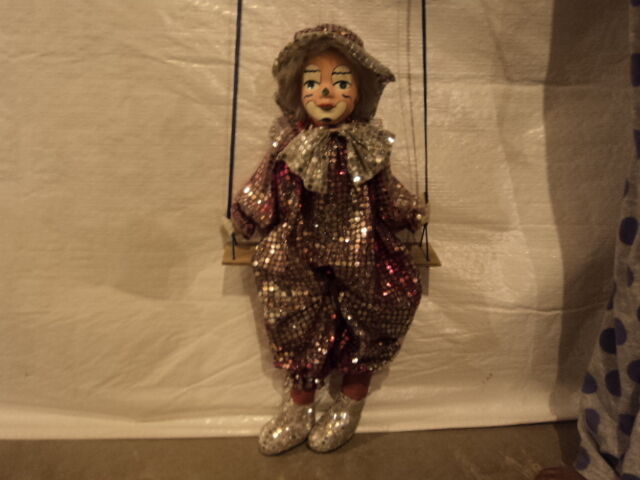 Vintage/antique Hand Painted  Porcelain Doll On Swing